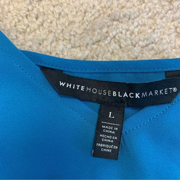 Whbm blue short sleeve wrap midi dress Sz L - Picture 7 of 13